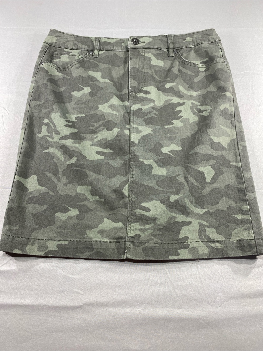 Style & Co. Camo A-Line Midi Skirt - Olive Green